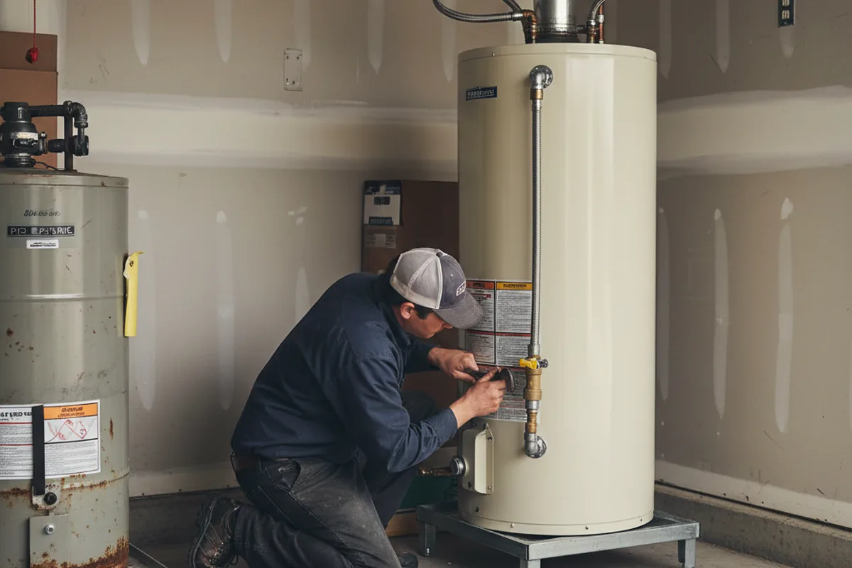 Water heater and shutoff valve replacement in Inkster
