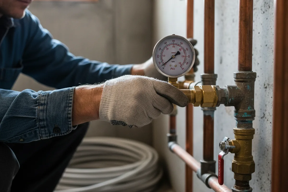 Pressure testing a repaired line during Water Line Repair in Inkster